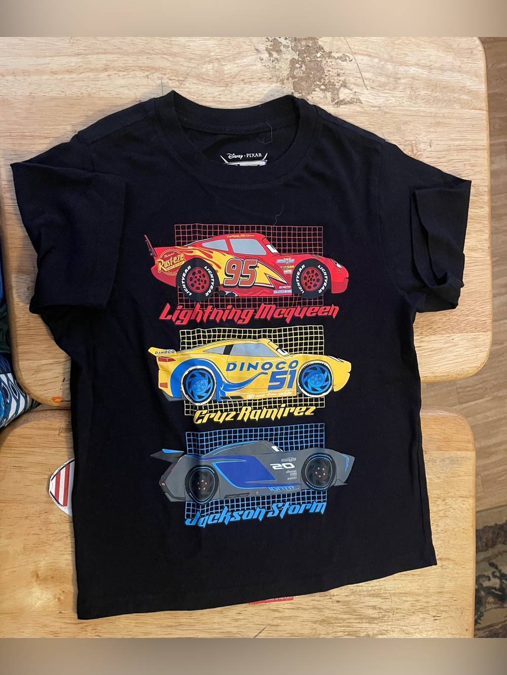 Disney Pixar Cars Lightning McQueen Cruz Ramirez Jackson Storm T-Shirt-size 6-7